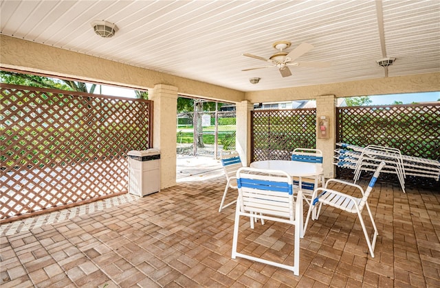 view of patio / terrace with ceiling fan