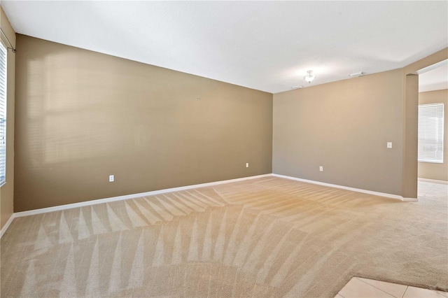 unfurnished room with light carpet and a healthy amount of sunlight