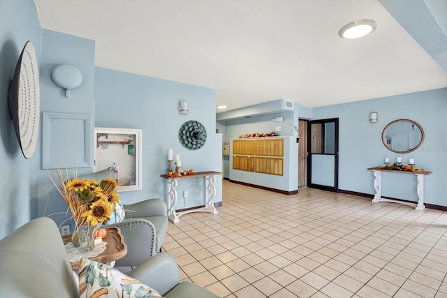 view of tiled living room