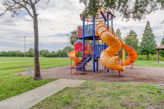 view of playground featuring a yard