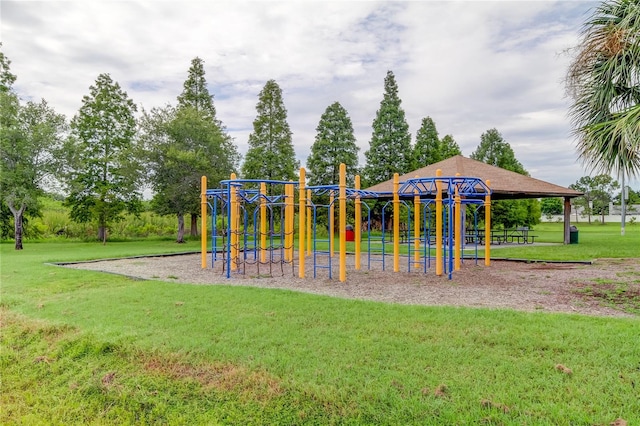 view of play area with a yard