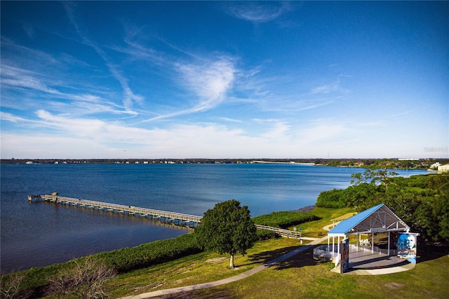 water view featuring a gazebo