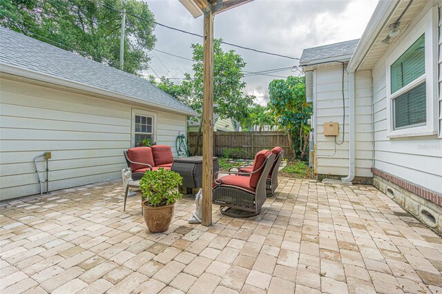 view of patio with an outdoor living space