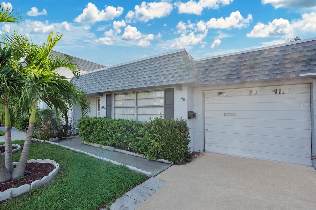 exterior space featuring a garage