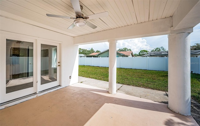 view of patio / terrace featuring ceiling fan