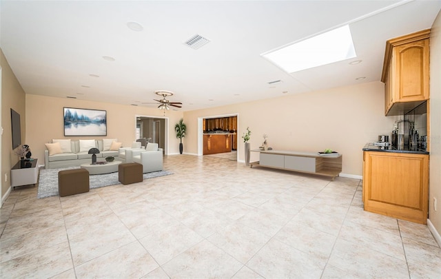 interior space with a skylight