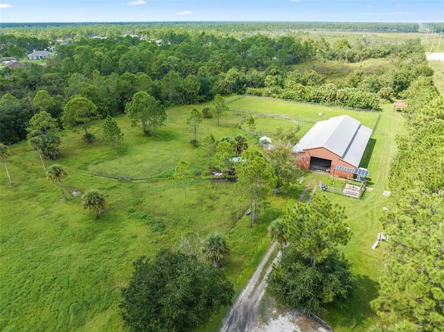 drone / aerial view with a rural view