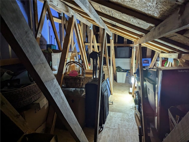 view of unfinished attic