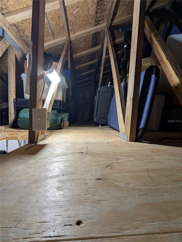 view of unfinished attic