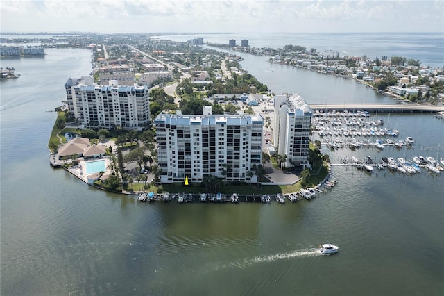 bird's eye view featuring a water view