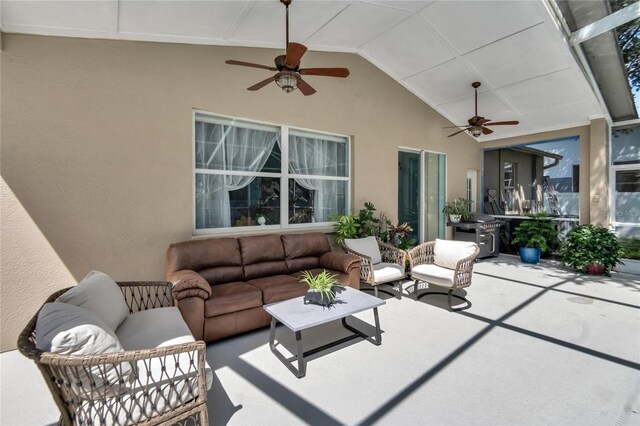 view of patio featuring outdoor lounge area and ceiling fan