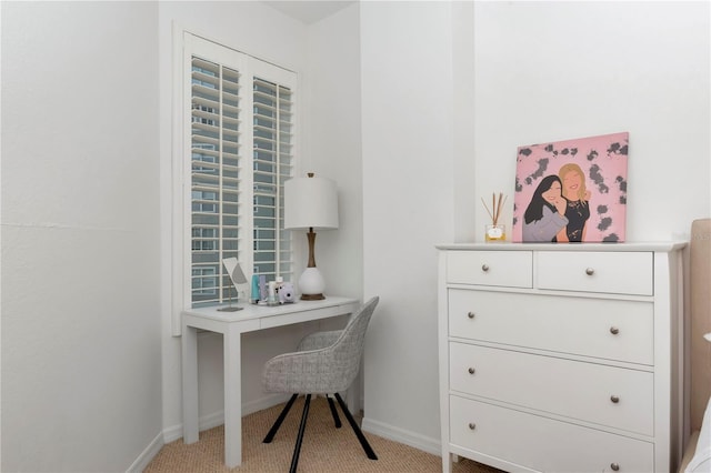 office space with light colored carpet