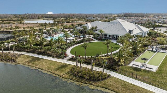 bird's eye view featuring a water view