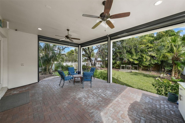 view of patio with ceiling fan