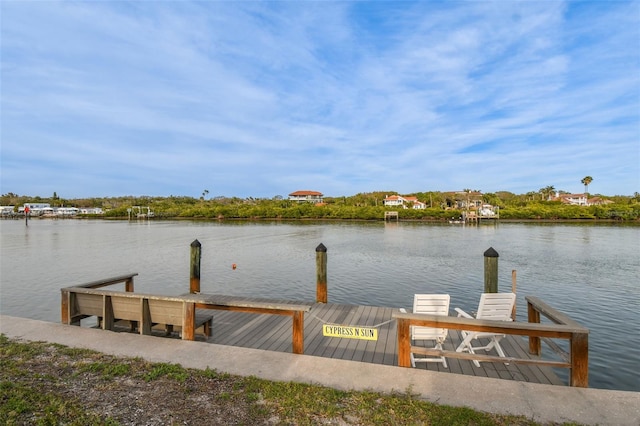 view of dock featuring a water view