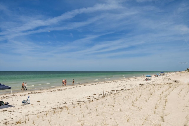 view of water feature featuring a beach view