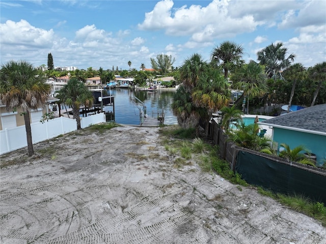 dock area featuring a water view