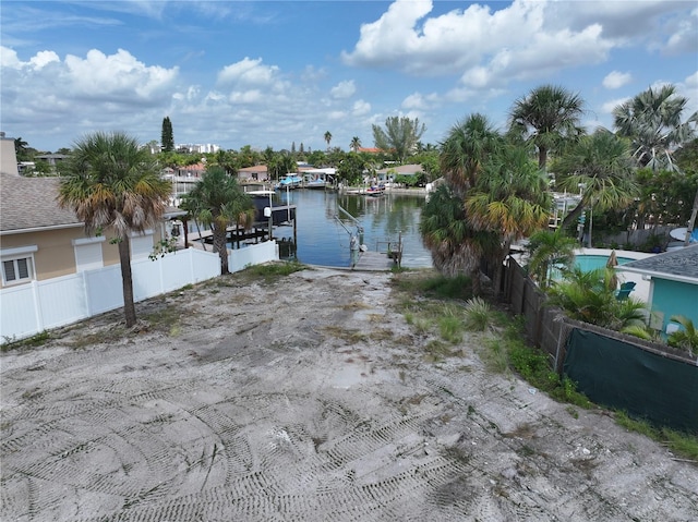 dock area featuring a water view