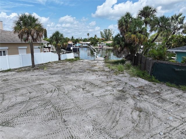 view of yard with a water view