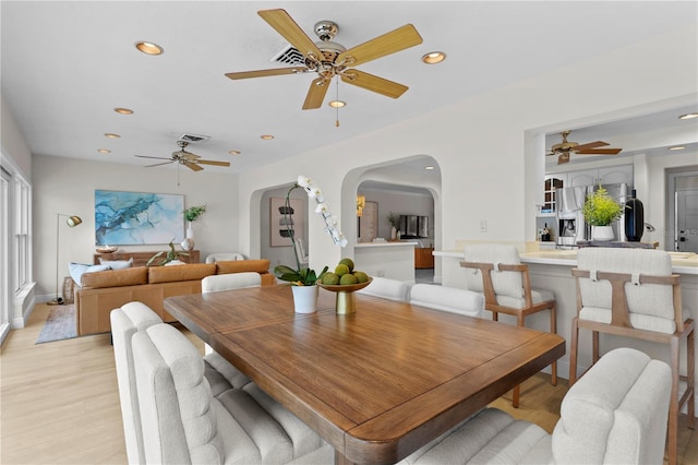 dining area featuring light hardwood / wood-style flooring