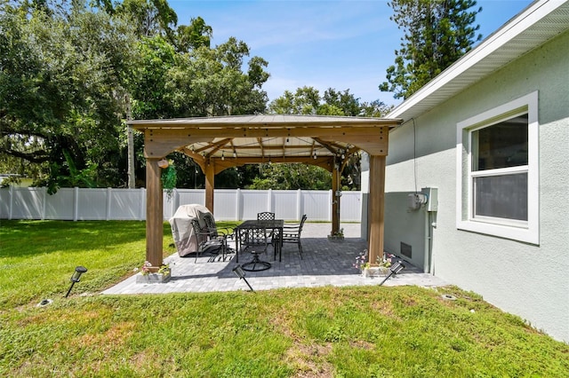 view of patio featuring a gazebo