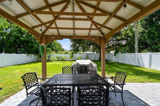 view of patio featuring a gazebo and area for grilling