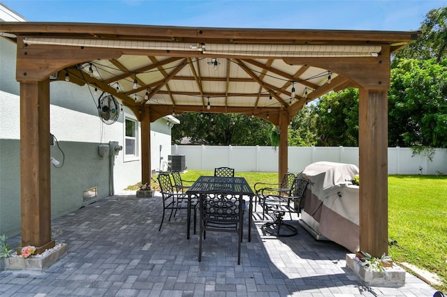 view of patio / terrace with a gazebo