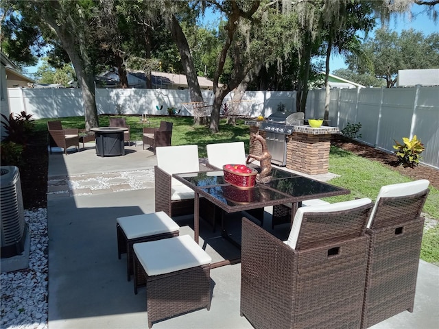 view of patio / terrace with central AC, area for grilling, and grilling area