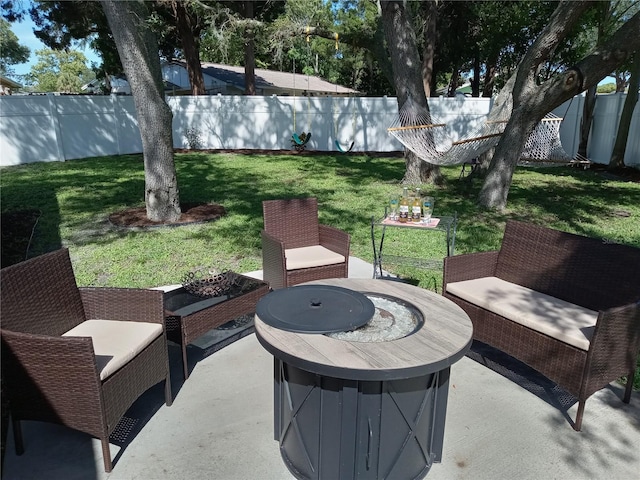 view of patio with an outdoor living space