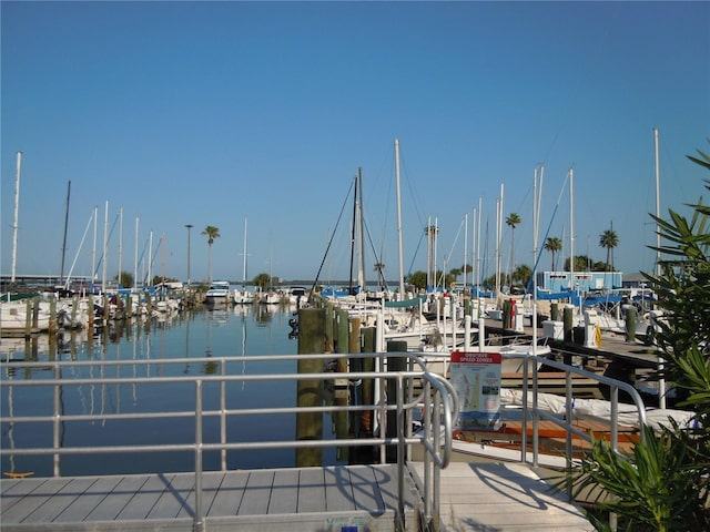 dock area featuring a water view