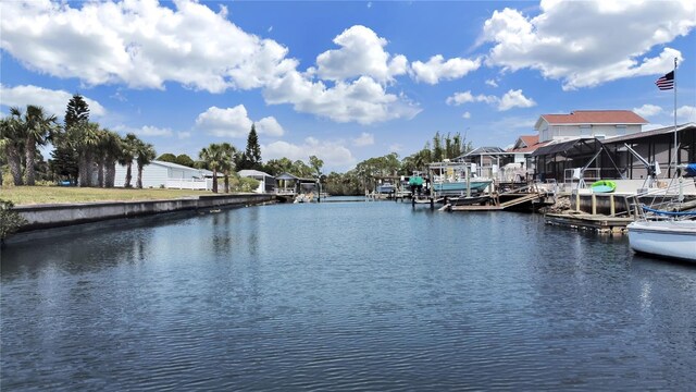 property view of water featuring a dock