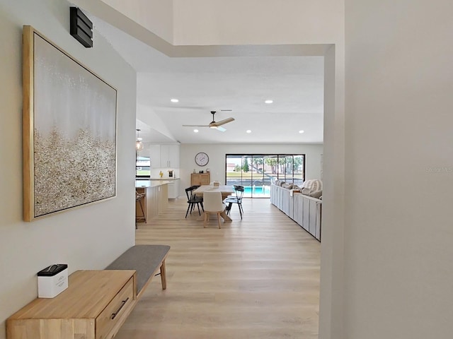 hall featuring light hardwood / wood-style flooring