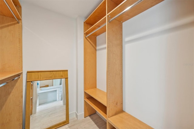 spacious closet featuring light wood-type flooring