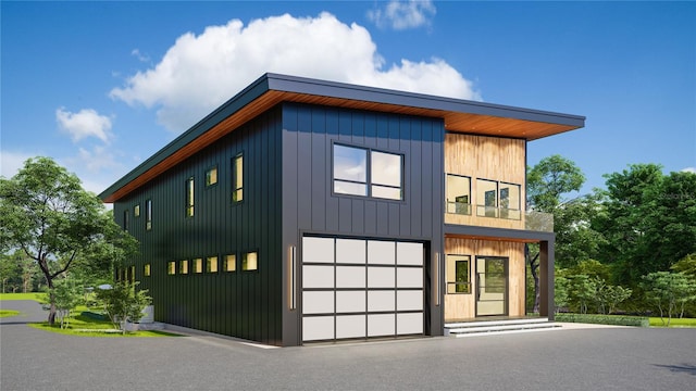 garage with wooden walls