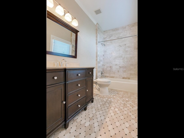 2509 N Dundee St, Tampa, FL 33629 - full bathroom with vanity, toilet, bathtub / shower combination, and tile patterned floors