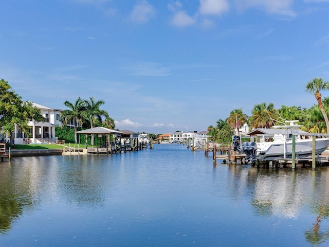 dock area featuring a water view