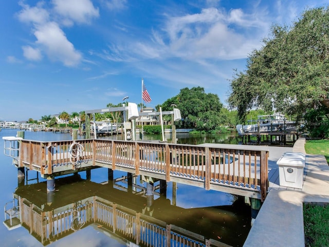 view of dock featuring a water view