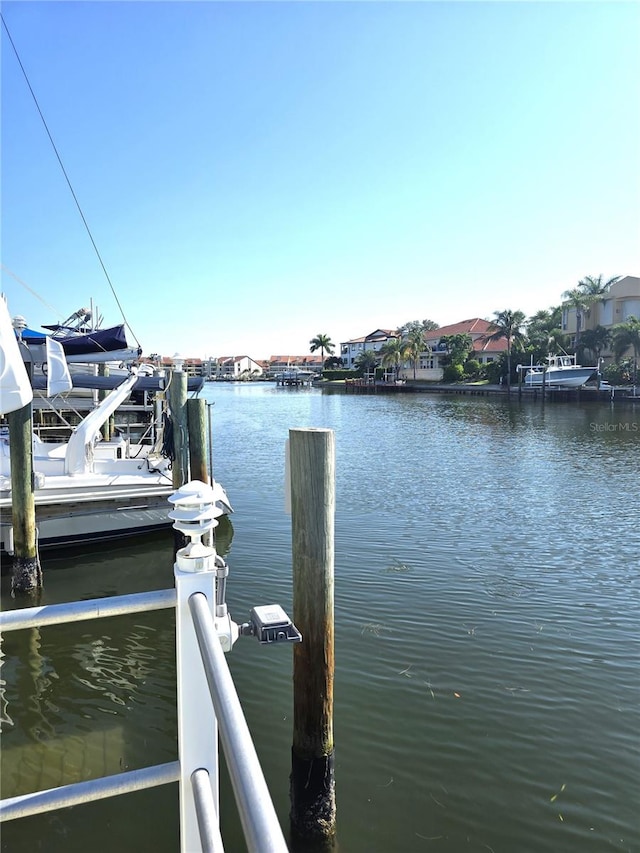 dock area featuring a water view