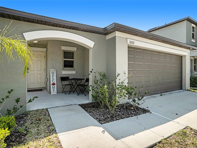 exterior space featuring a garage