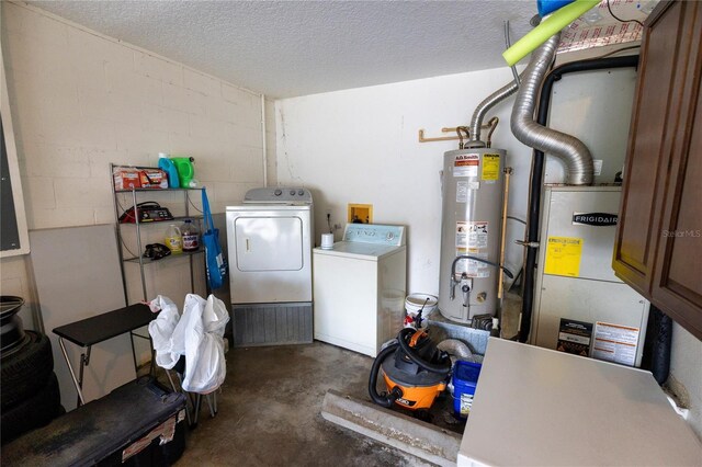 interior space featuring water heater and washing machine and clothes dryer