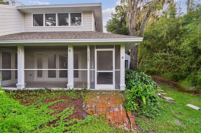 exterior space with a sunroom