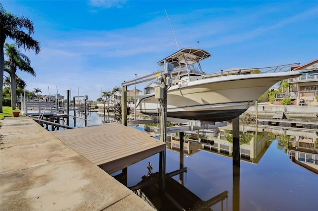 dock area with a water view