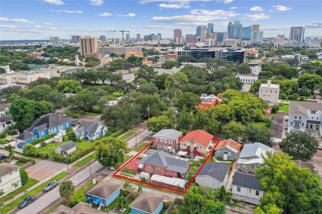 drone / aerial view featuring a view of city