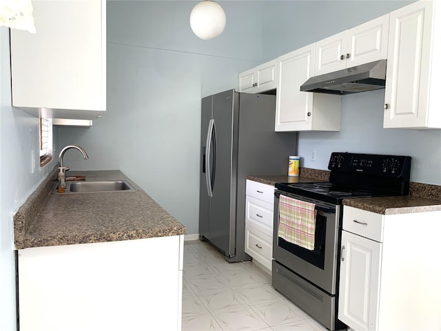 kitchen featuring white cabinetry, sink, and stainless steel appliances