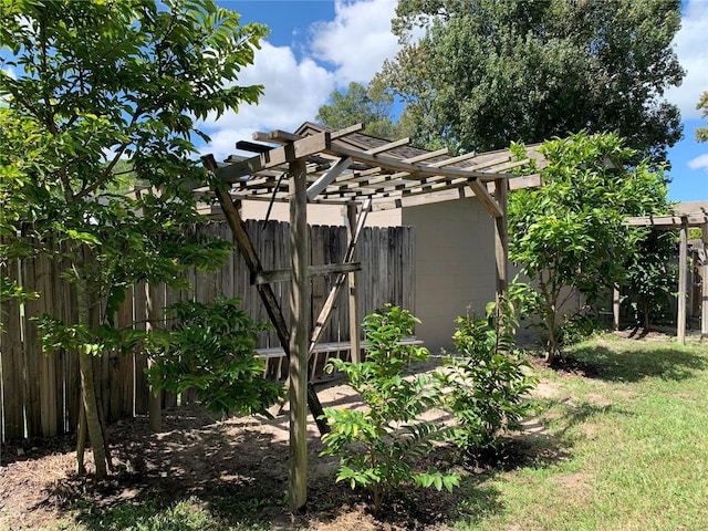 exterior space with a pergola