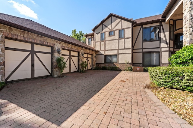 exterior space featuring a garage