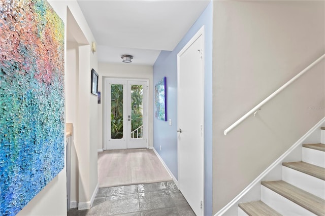 doorway featuring hardwood / wood-style flooring and french doors