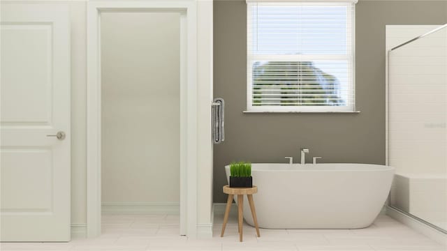 bathroom with independent shower and bath