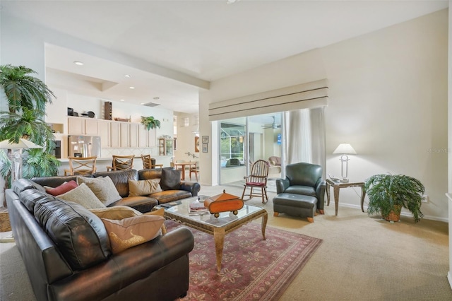 living room with carpet floors