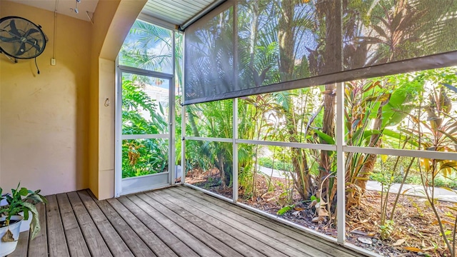 view of unfurnished sunroom